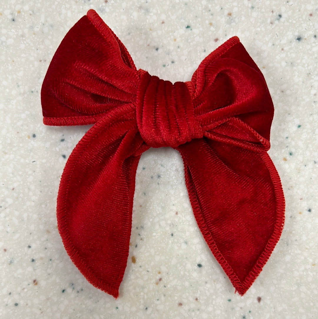 Velvet Bow in Red - Doodlebug's Children's Boutique