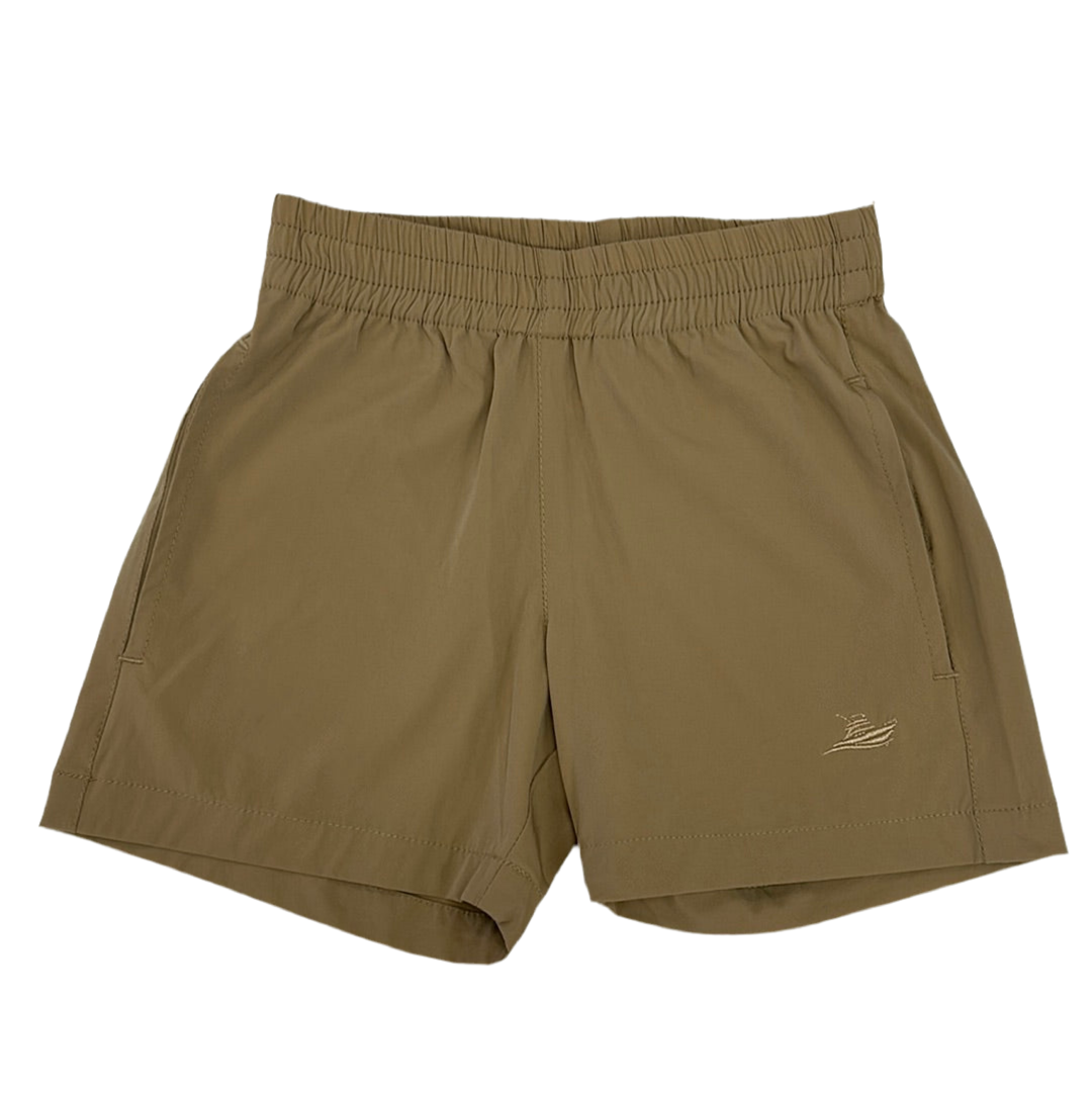 Performance Play Shorts in Khaki - Doodlebug's Children's Boutique