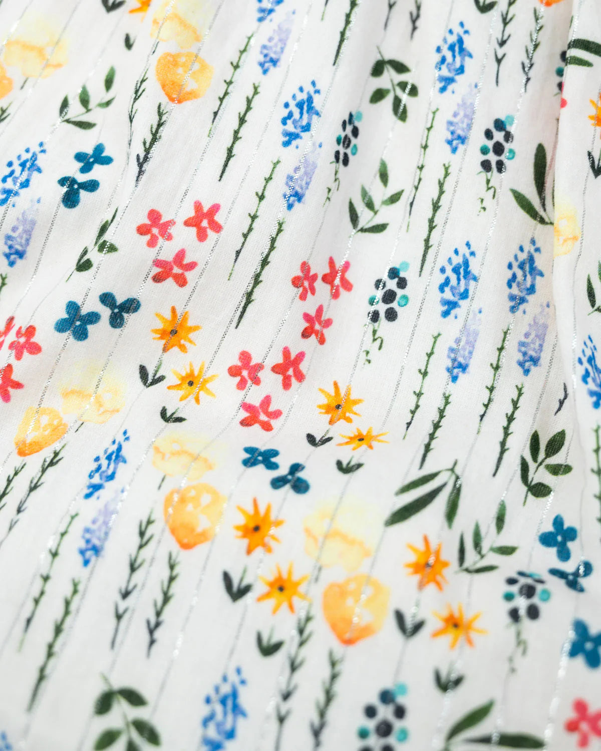 Spring Floral Dress with Silver Lurex - Doodlebug's Children's Boutique