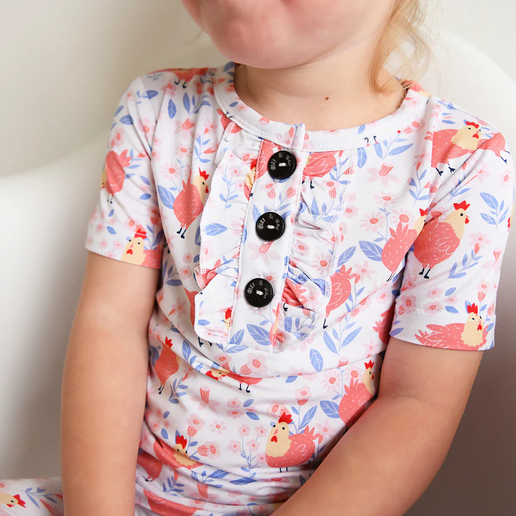 Dixie Chicken Ruffle 2 Piece Pajama - Doodlebug's Children's Boutique