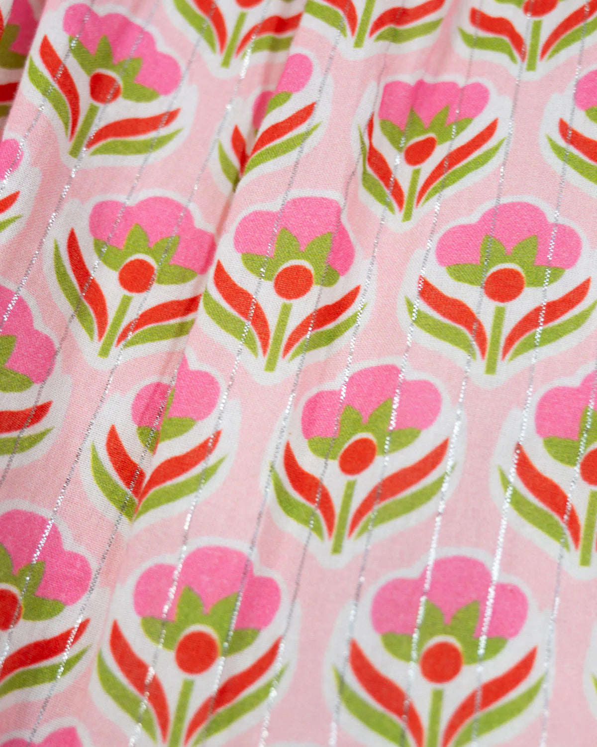 Pink Block Print Dress with Silver Lurex - Doodlebug's Children's Boutique