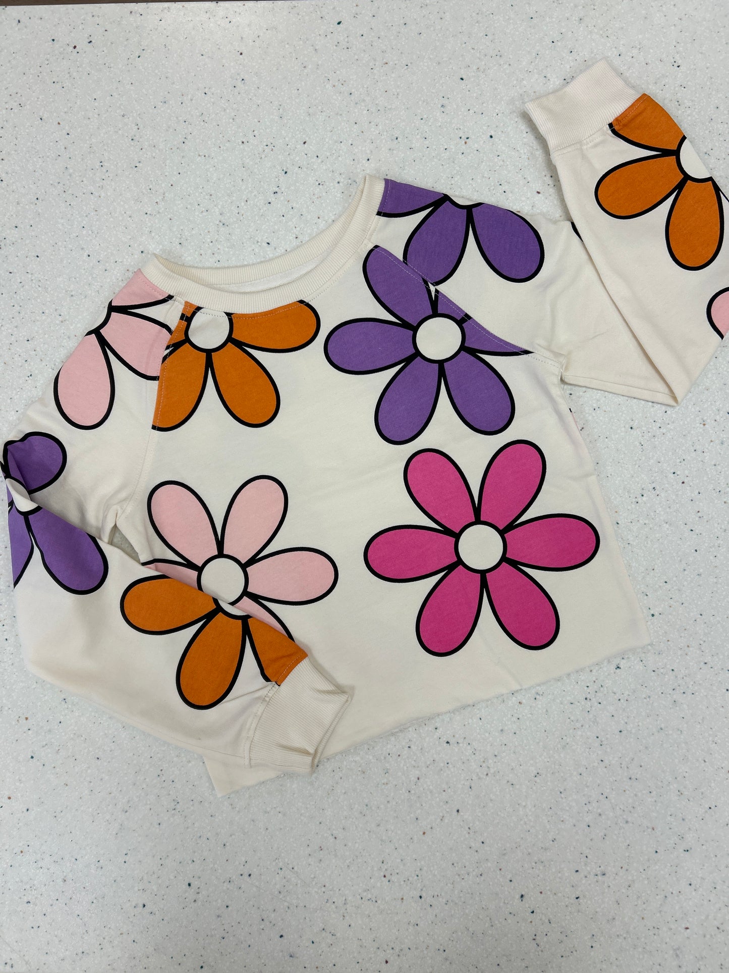 Retro Flower Crop Sweatshirt - Doodlebug's Children's Boutique