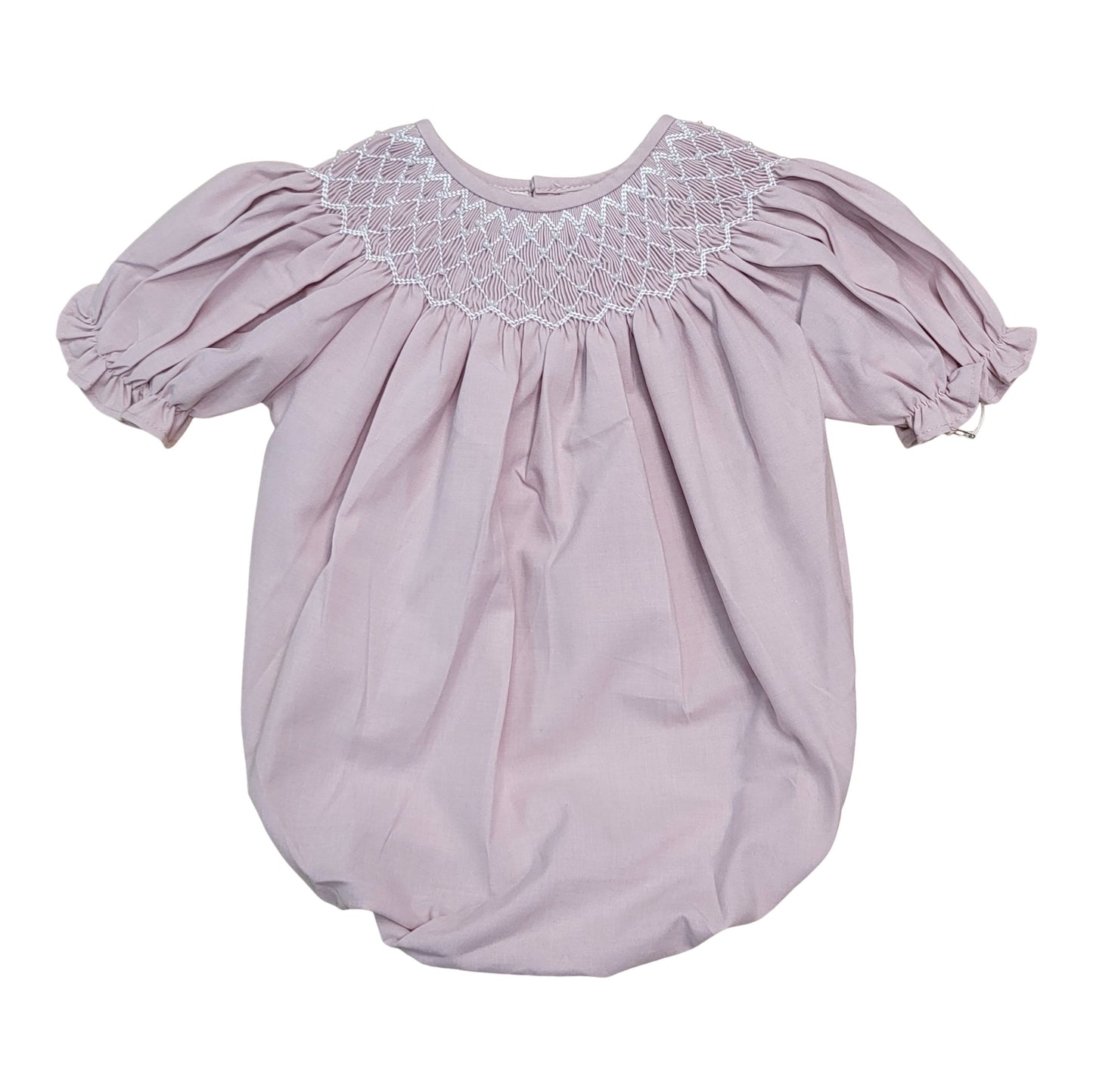 Catherine Dusty Pink Pearl Smocked Bubble - Doodlebug's Children's Boutique