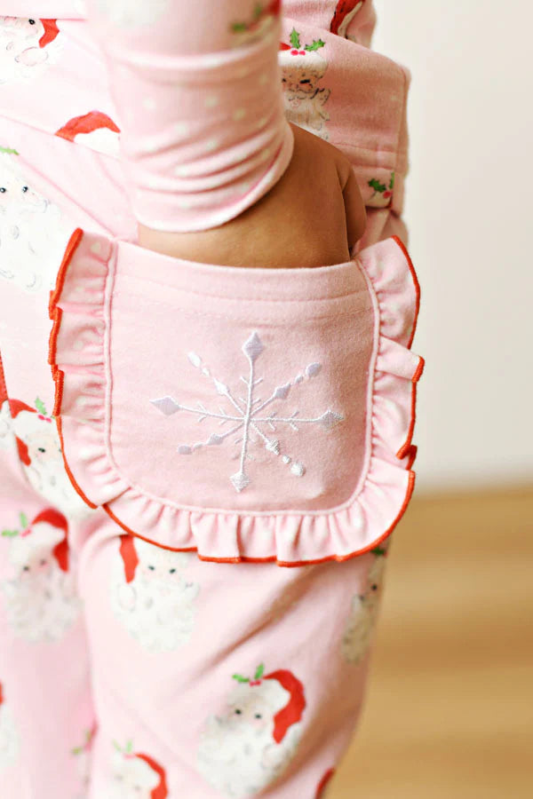 Pink Santa Butterknit Ruffled 2-Piece Pajamas - Doodlebug's Children's Boutique
