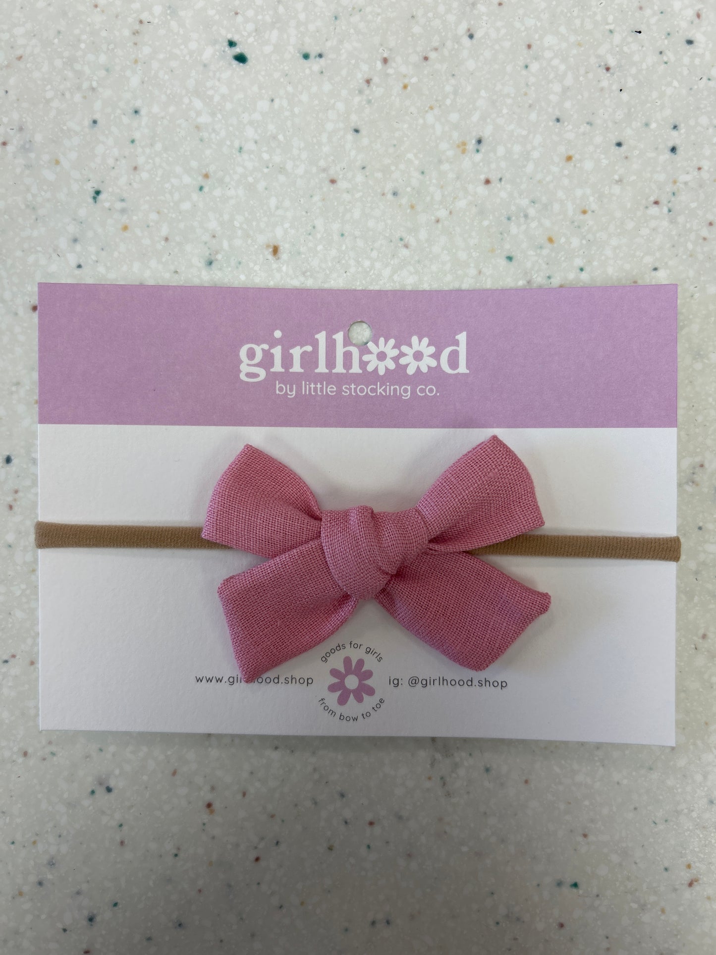 Baby Bow Headband in Pink Pearl - Doodlebug's Children's Boutique