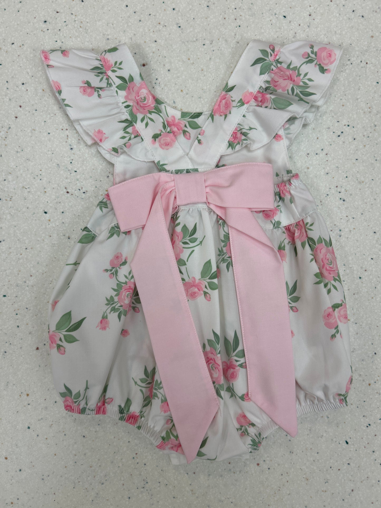 Rose Print Bow Back Bubble - Doodlebug's Children's Boutique