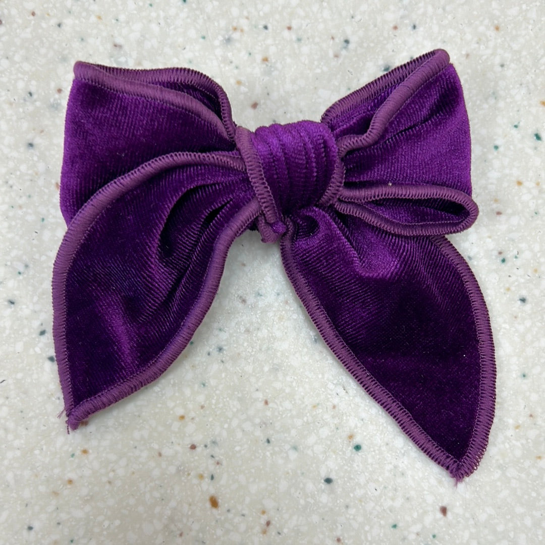 Velvet Bow in Violet - Doodlebug's Children's Boutique