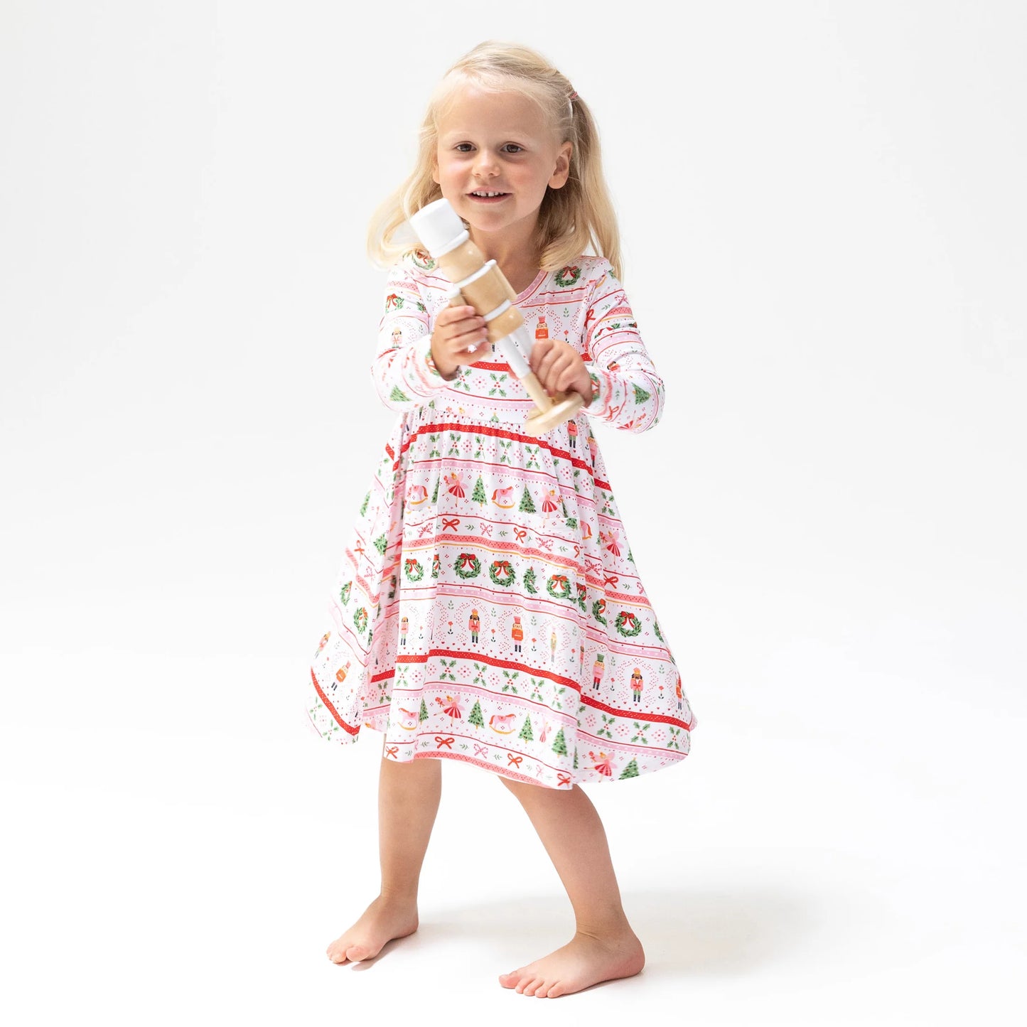 Twirly Long Sleeve Dress in Nutcracker Fair Isle - Doodlebug's Children's Boutique