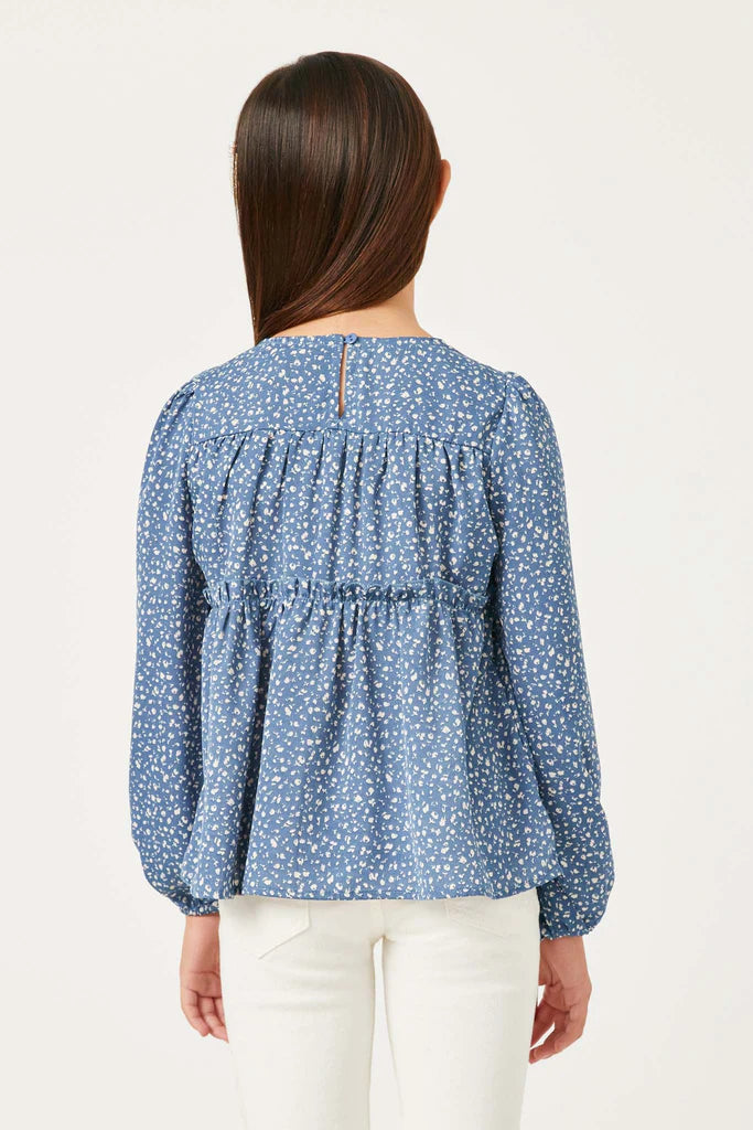 Blue Floral Tassel Top - Doodlebug's Children's Boutique