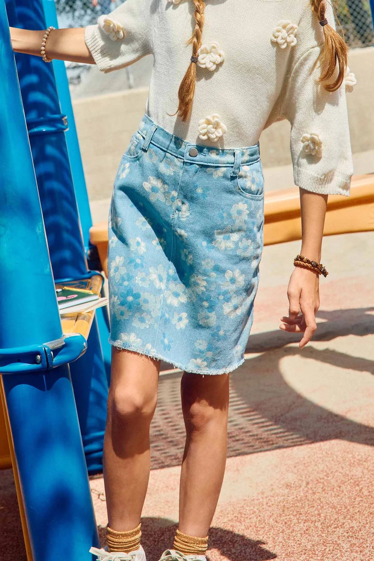 Floral Denim Skirt - Doodlebug's Children's Boutique