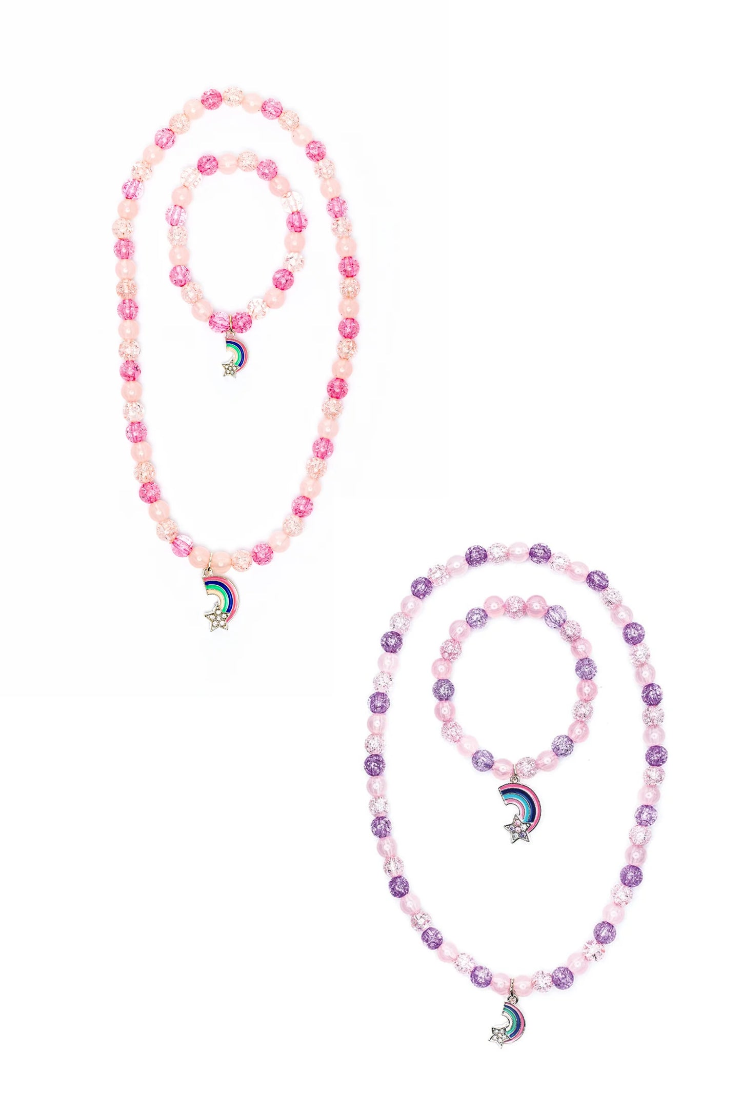 Pink Rainbow Necklace & Bracelet Set - Doodlebug's Children's Boutique