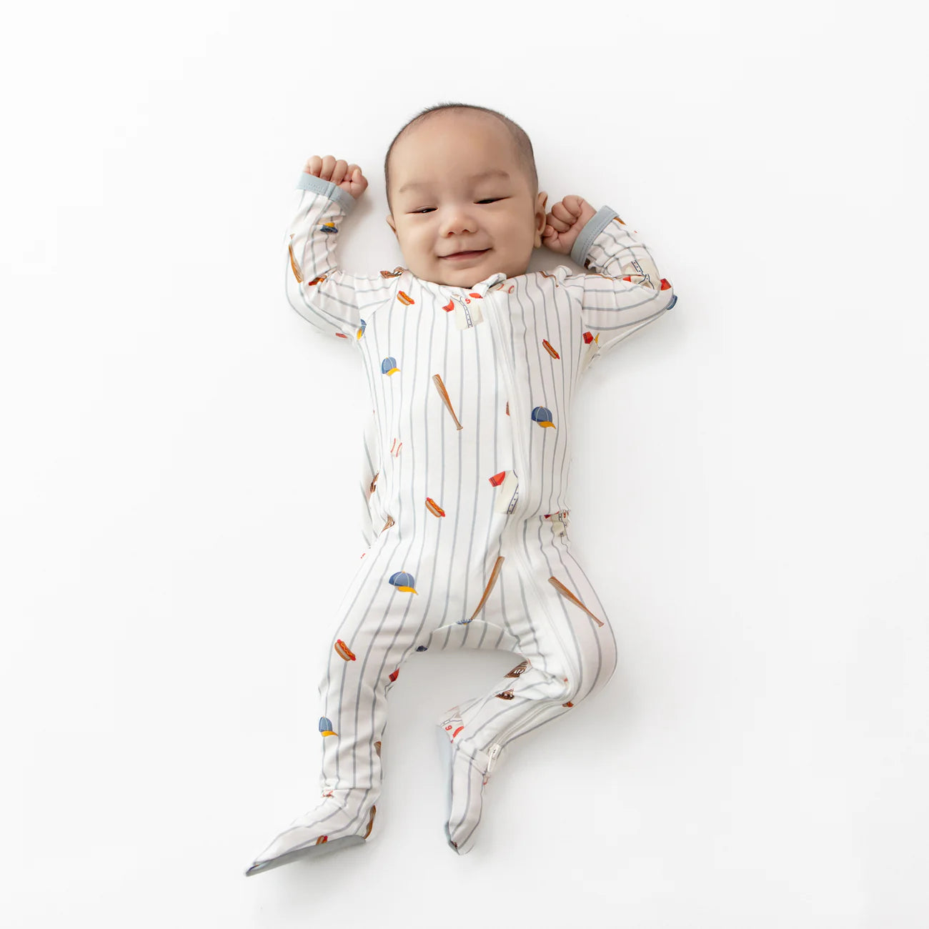 Zippered Footie in Home Run - Doodlebug's Children's Boutique
