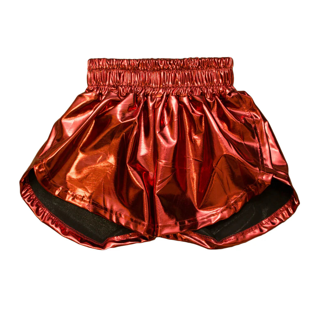 Maroon Metallic Shorts - Doodlebug's Children's Boutique