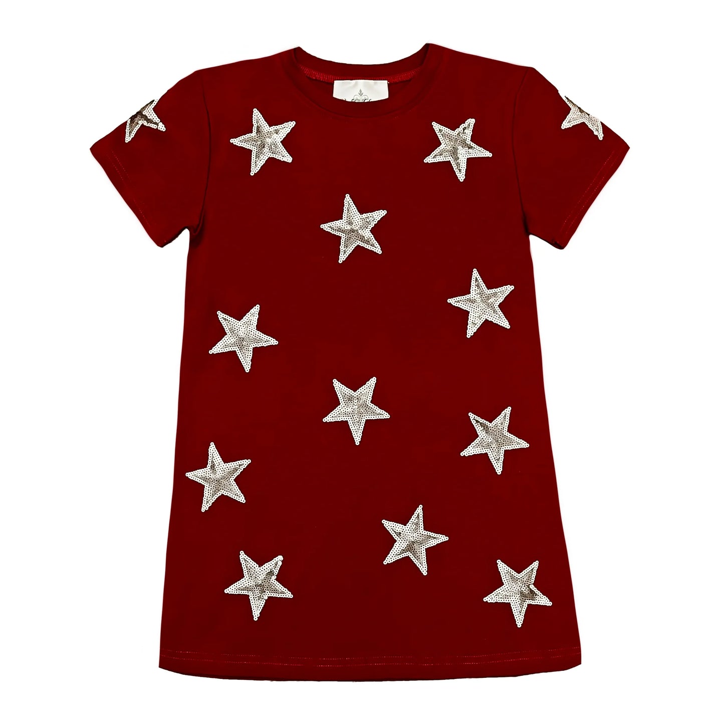Maroon Sequin Star Dress - Doodlebug's Children's Boutique