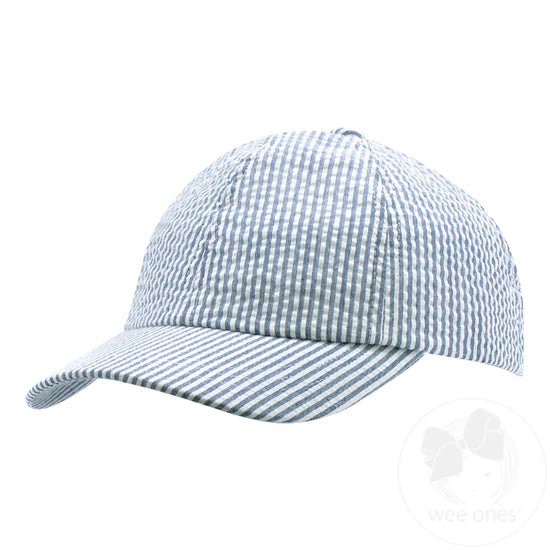 Denim Blue Seersucker Ball Cap - Doodlebug's Children's Boutique