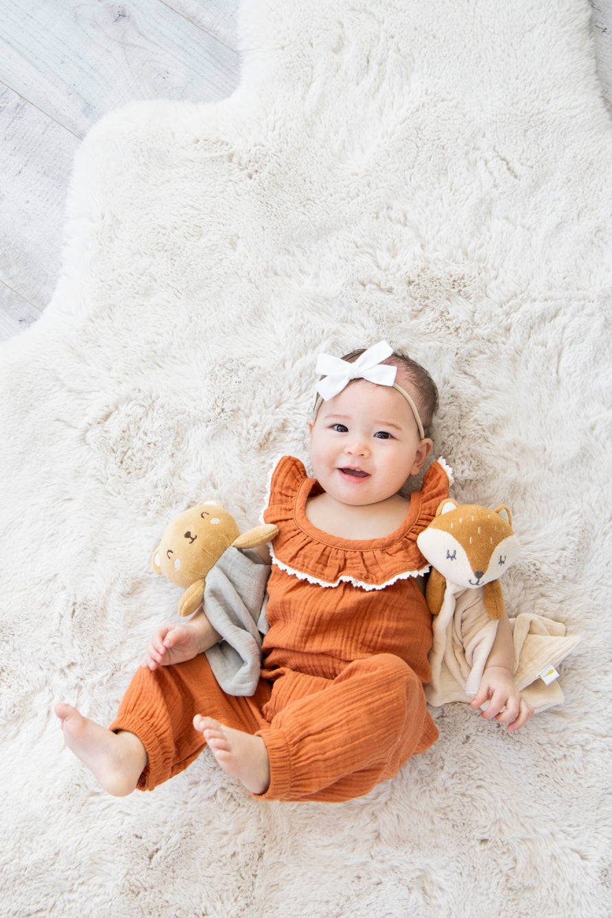 Organic Cotton Muslin Bear Snuggle Blanket - Doodlebug's Children's Boutique