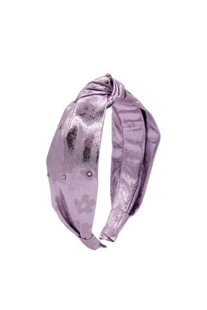 Lilac Metallic Flower Knotted Headband - Doodlebug's Children's Boutique