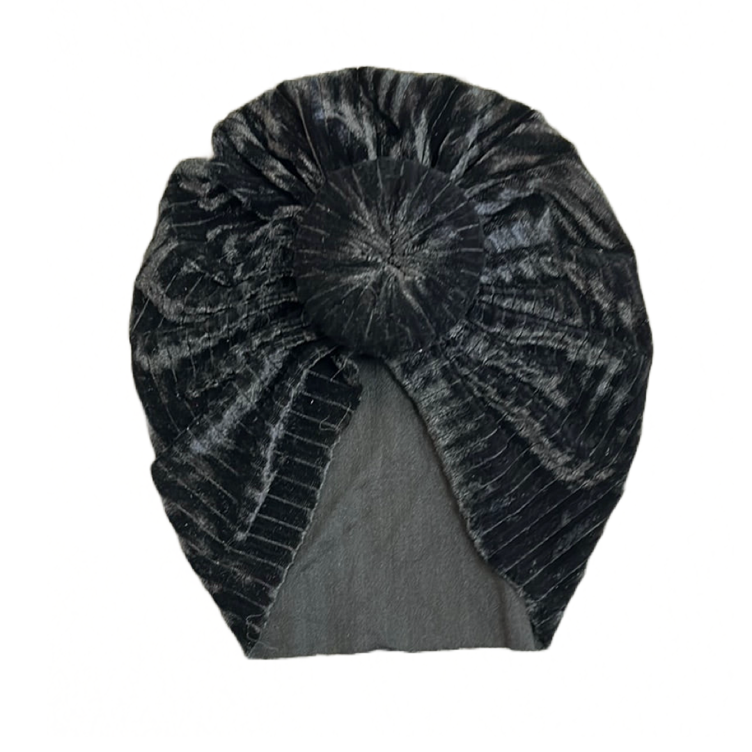Ribbed Velvet Turban in Black - Doodlebug's Children's Boutique