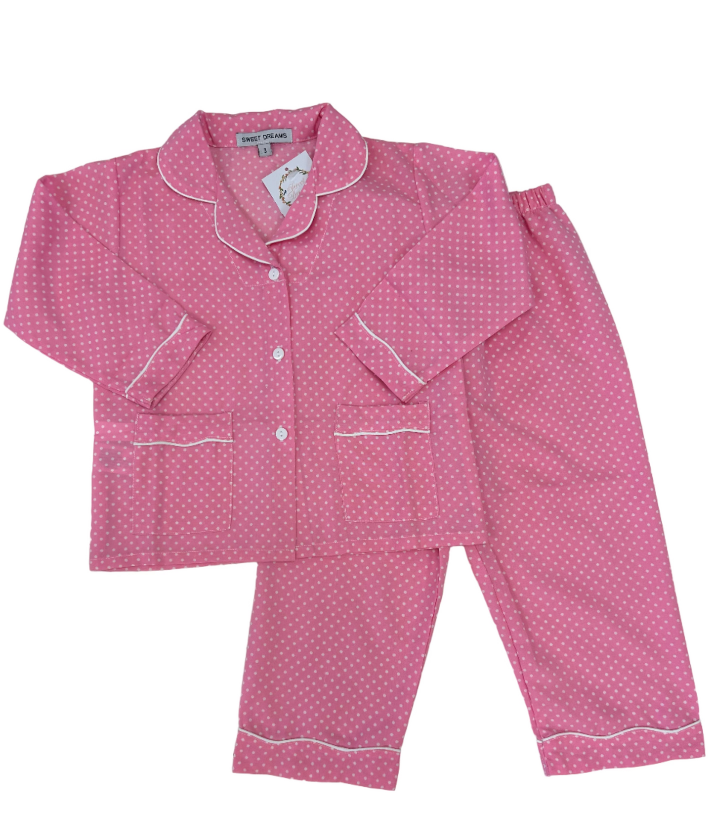 Pink Polka Dot Pajama Pants Set - Doodlebug's Children's Boutique