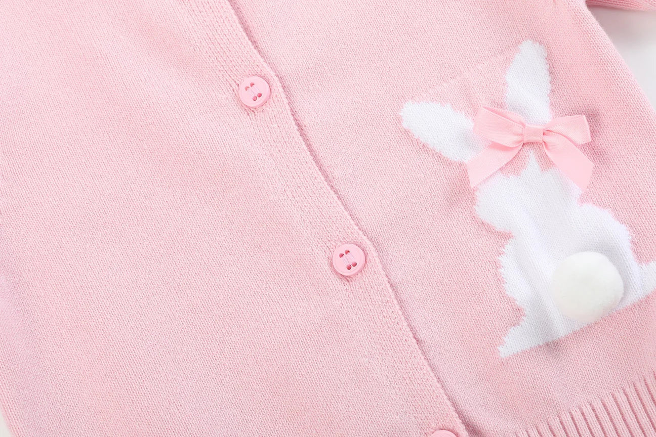 Pink Easter Bunny Knit Cardigan - Doodlebug's Children's Boutique