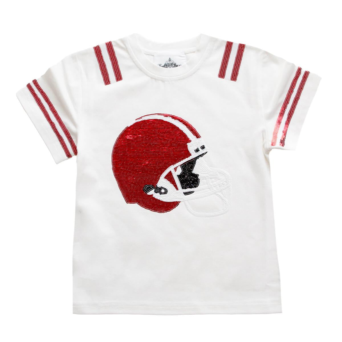 Adult Red Helmet Sequin Tee - Doodlebug's Children's Boutique
