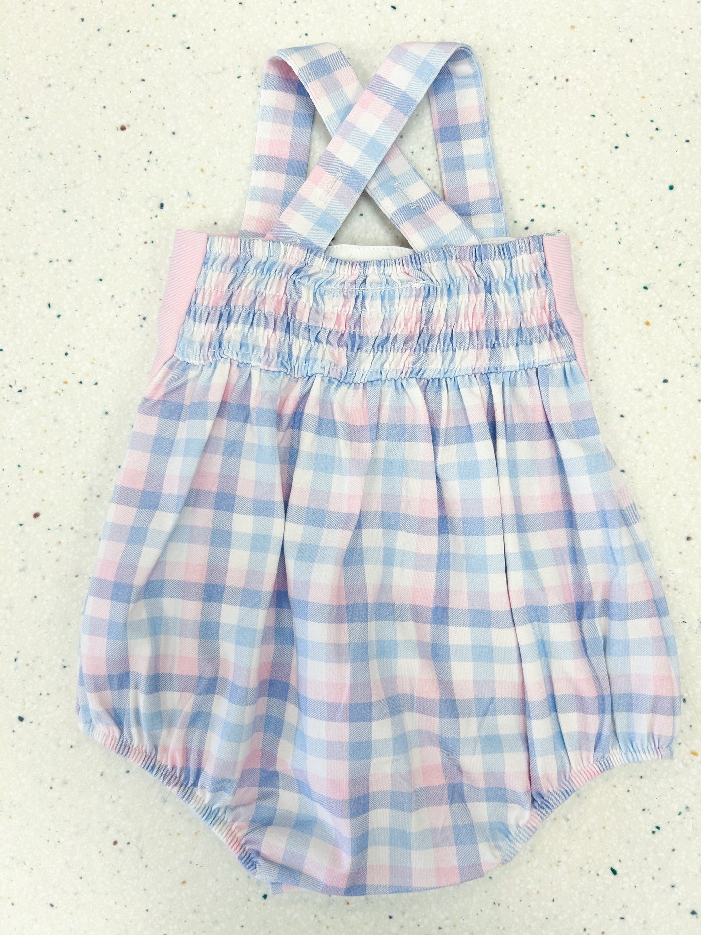 Springtime Blues Gingham Bow Bubble - Doodlebug's Children's Boutique