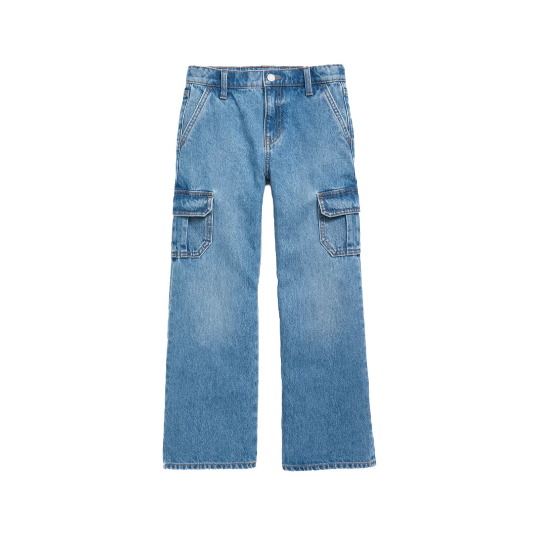 Olivia High Rise Wide Leg Cargo Jeans - Doodlebug's Children's Boutique
