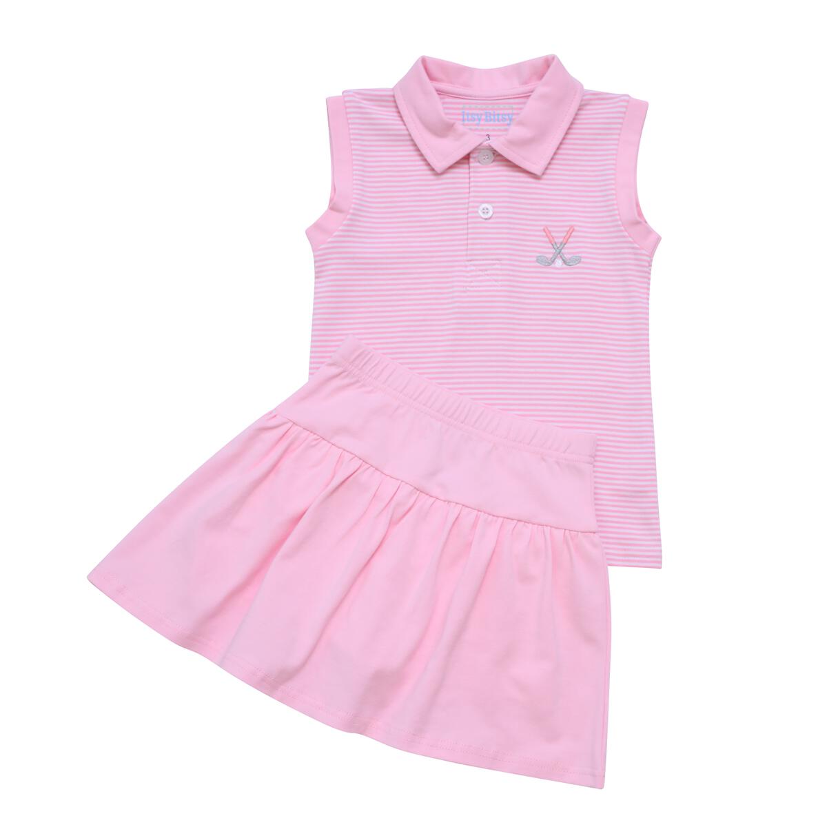 Polo Tank in Light Pink Golf - Doodlebug's Children's Boutique