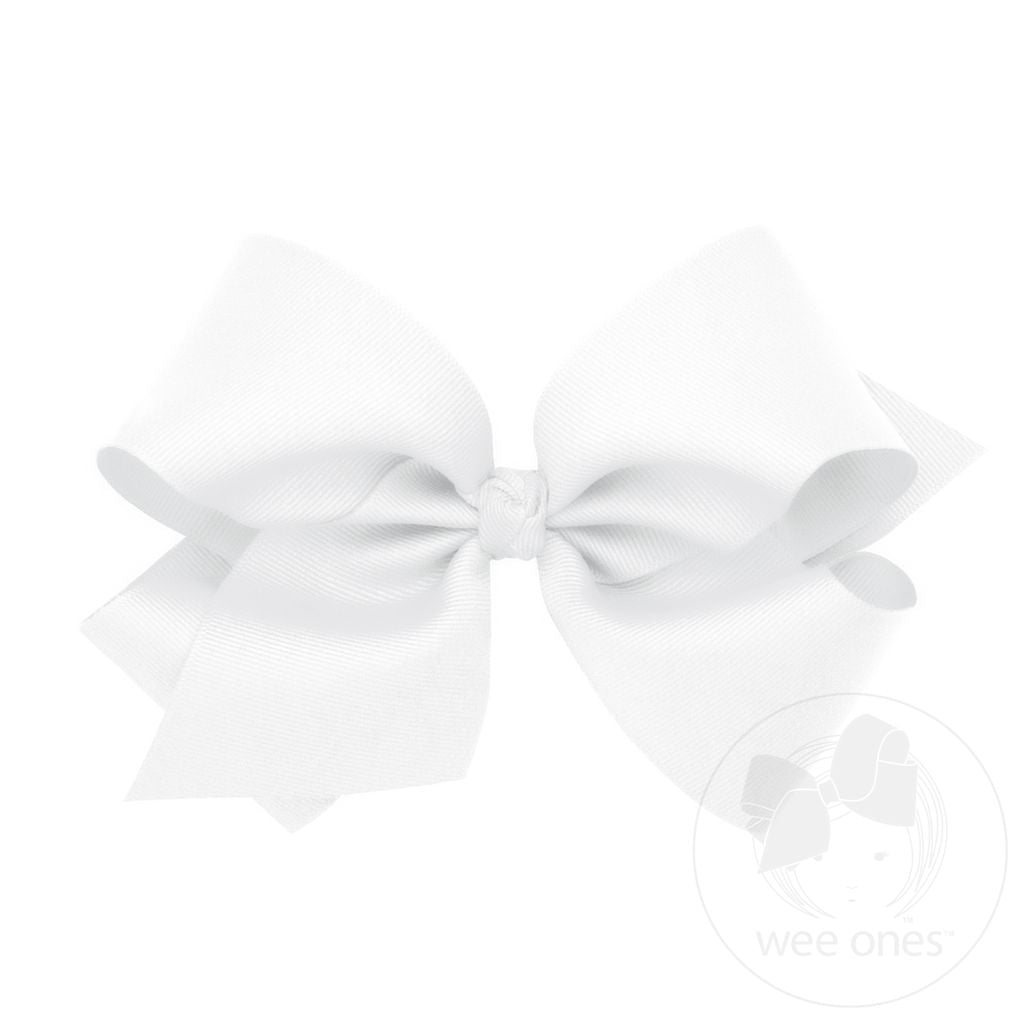 King Classic Grosgrain Bow in White - Doodlebug's Children's Boutique