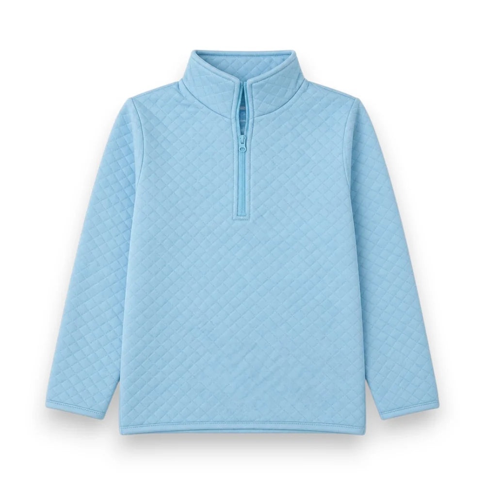 Light Blue 1/4 Zip Quilted Pullover