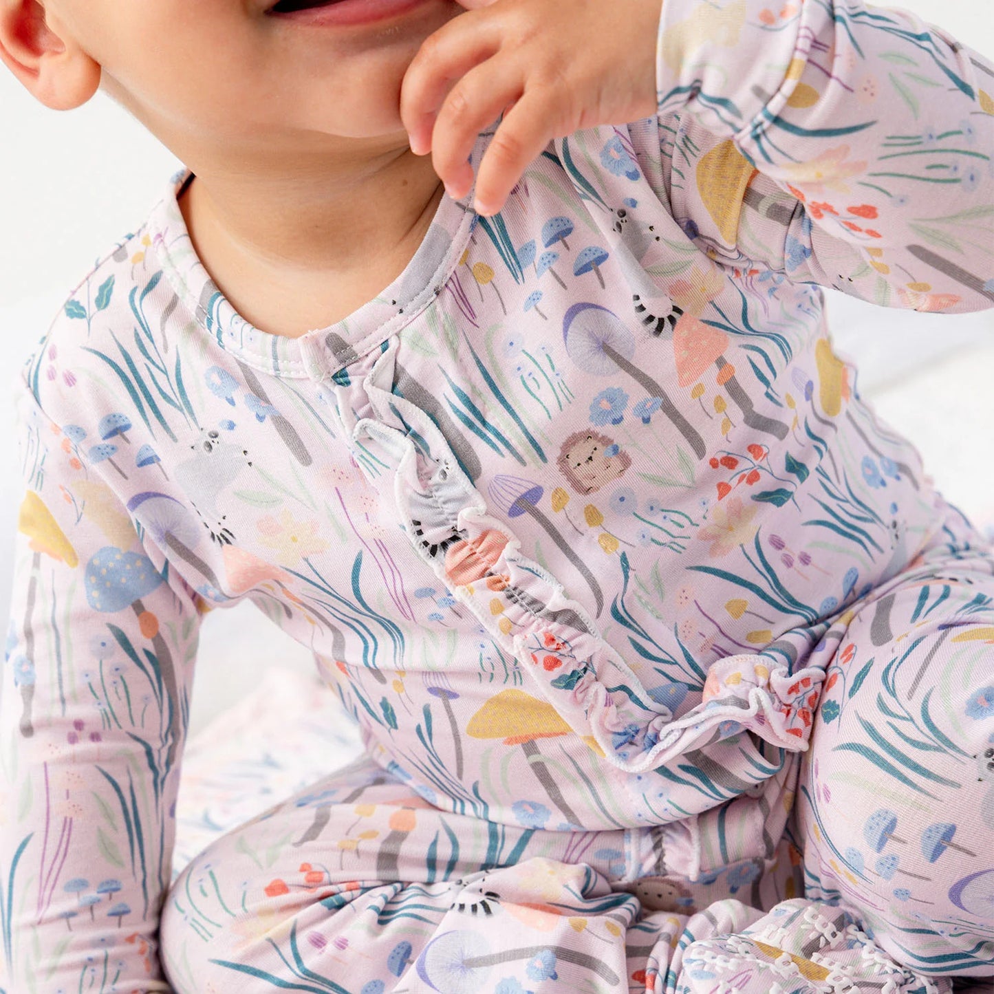 Shrooms & Bloom Modal Magnetic Ruffle Footie - Doodlebug's Children's Boutique