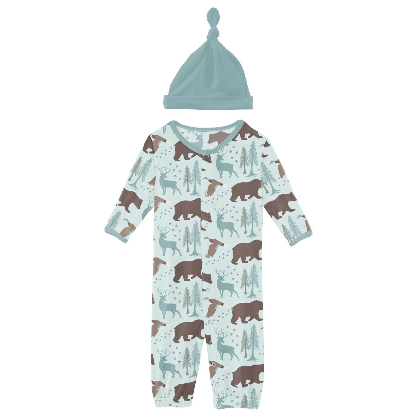 Print Layette Gown Converter & Hat in Fresh Air Forest Adventure - Doodlebug's Children's Boutique