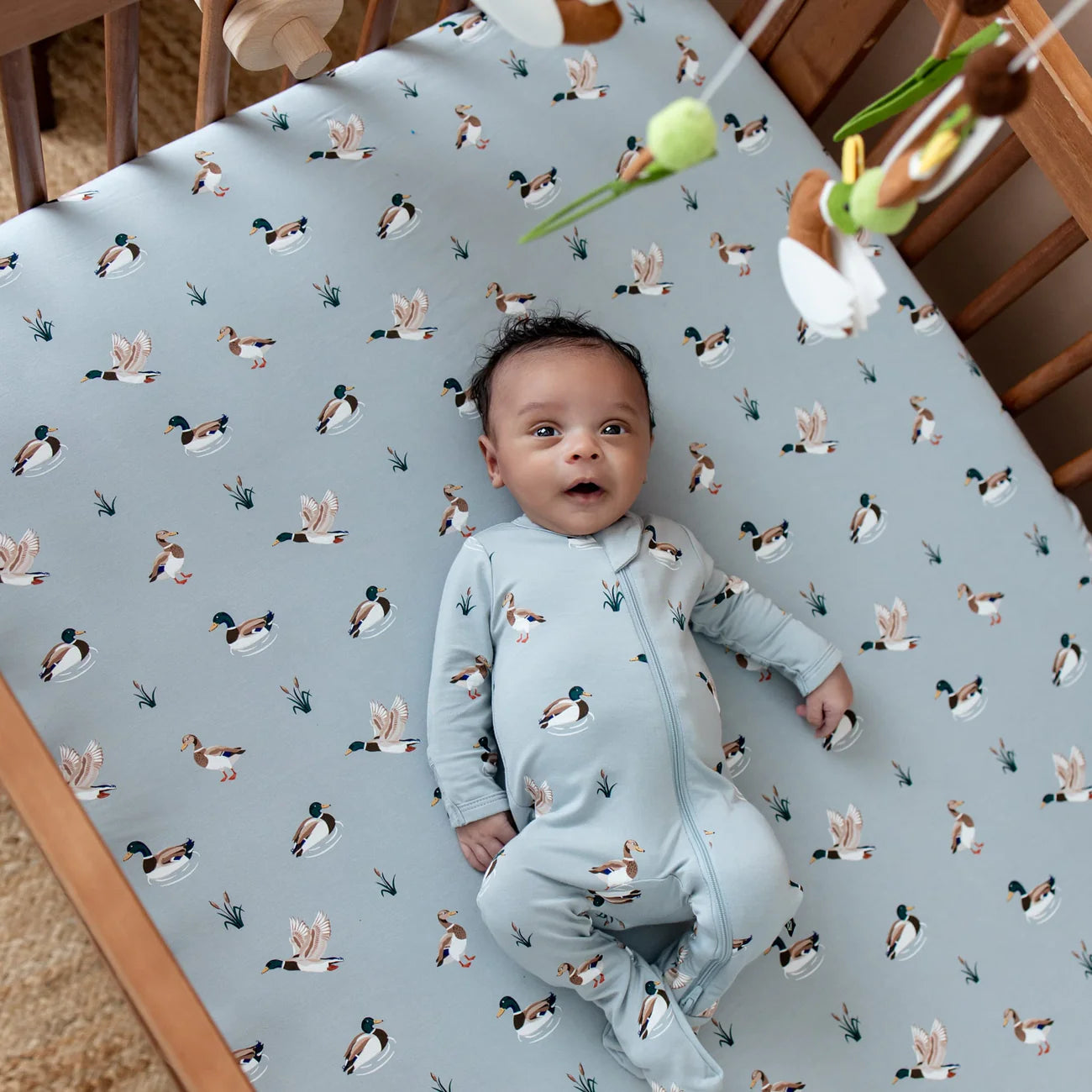 Zippered Footie in Mallard Duck - Doodlebug's Children's Boutique