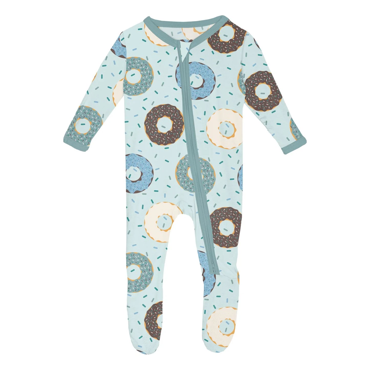 Print Footie with 2 Way Zipper in Fresh Air Donuts & Sprinkles - Doodlebug's Children's Boutique