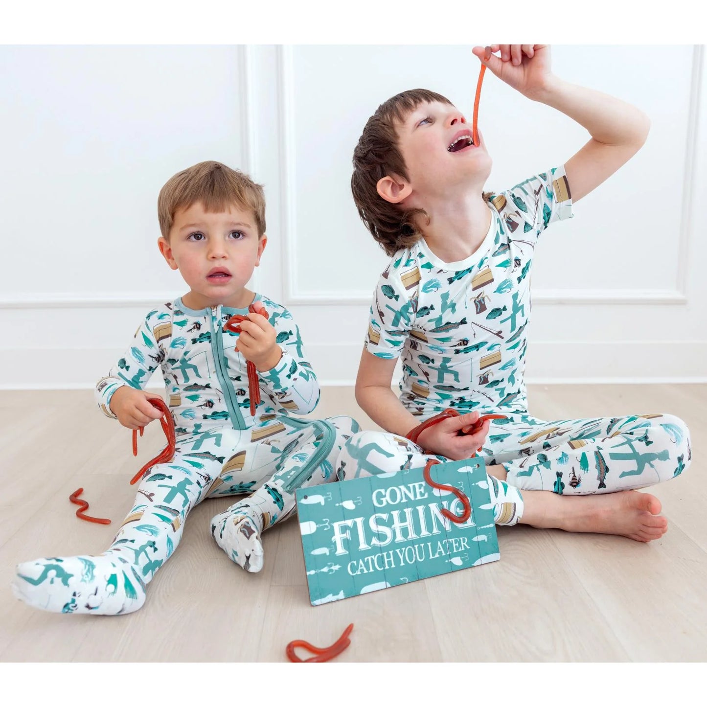 Print Convertible Sleeper with Zipper in Fresh Air Fishing - Doodlebug's Children's Boutique