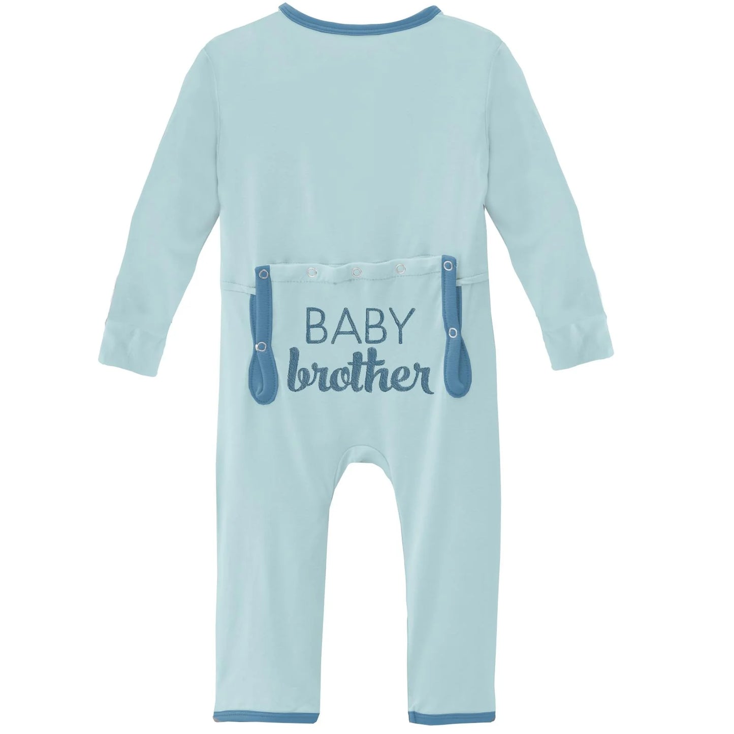 Applique Coverall with Zipper in Spring Sky Baby Brother - Doodlebug's Children's Boutique