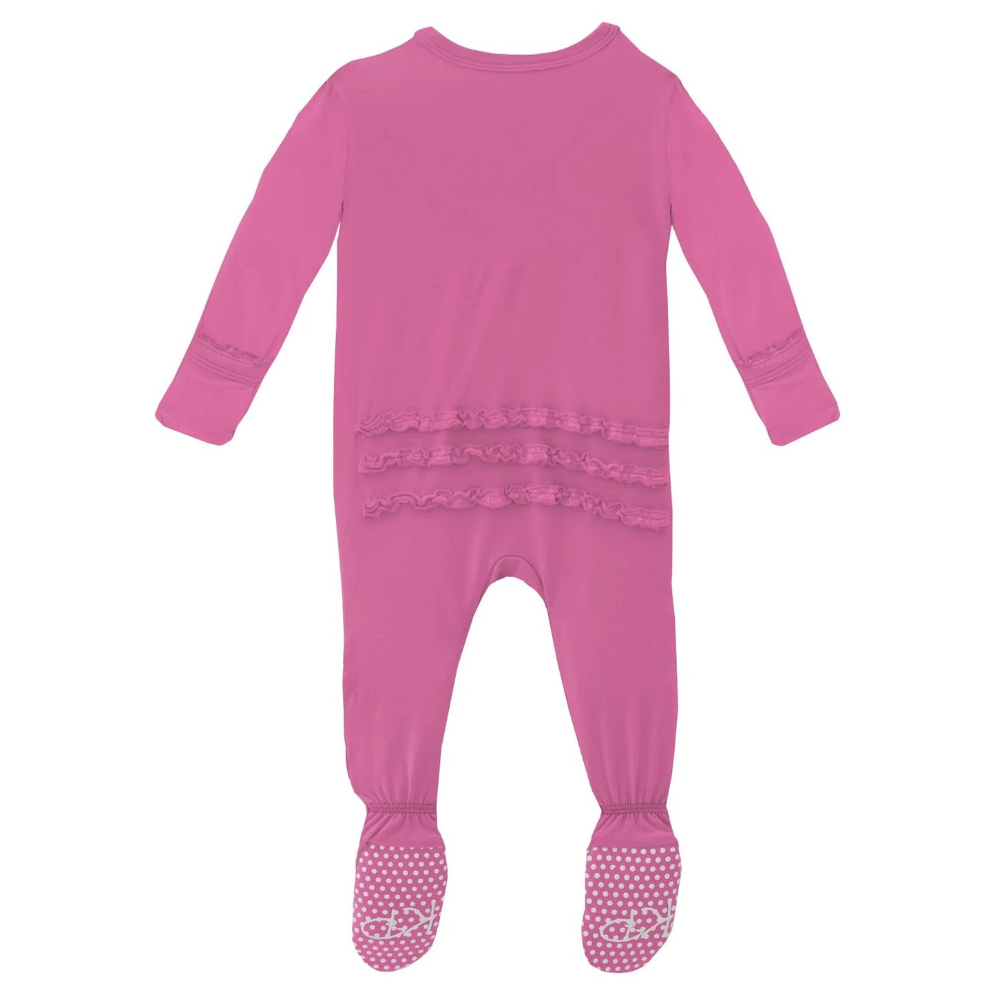 Muffin Ruffle Footie with 2 Way Zipper in Tulip - Doodlebug's Children's Boutique