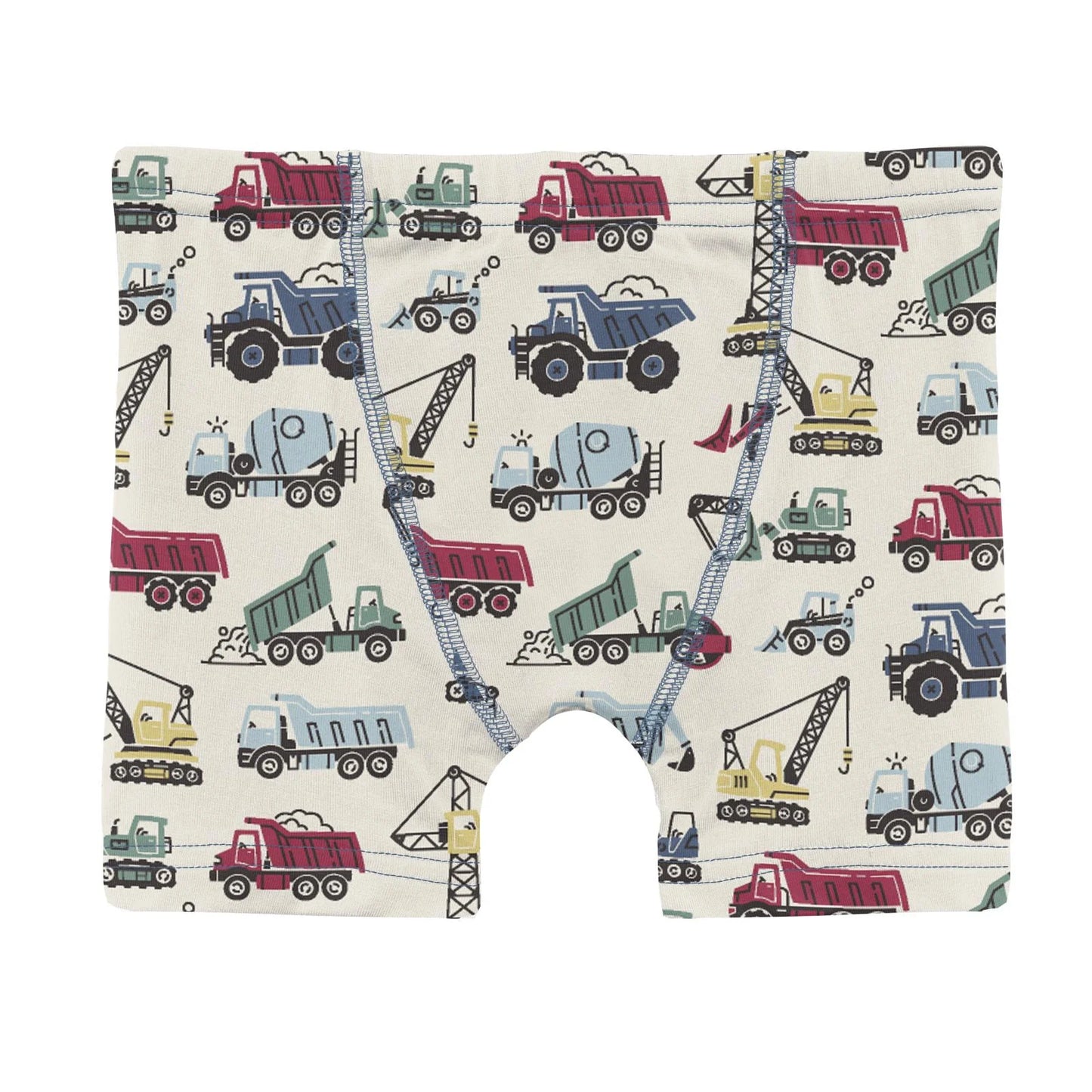 Print Boy's Boxer Brief in Natural Construction Trucks - Doodlebug's Children's Boutique