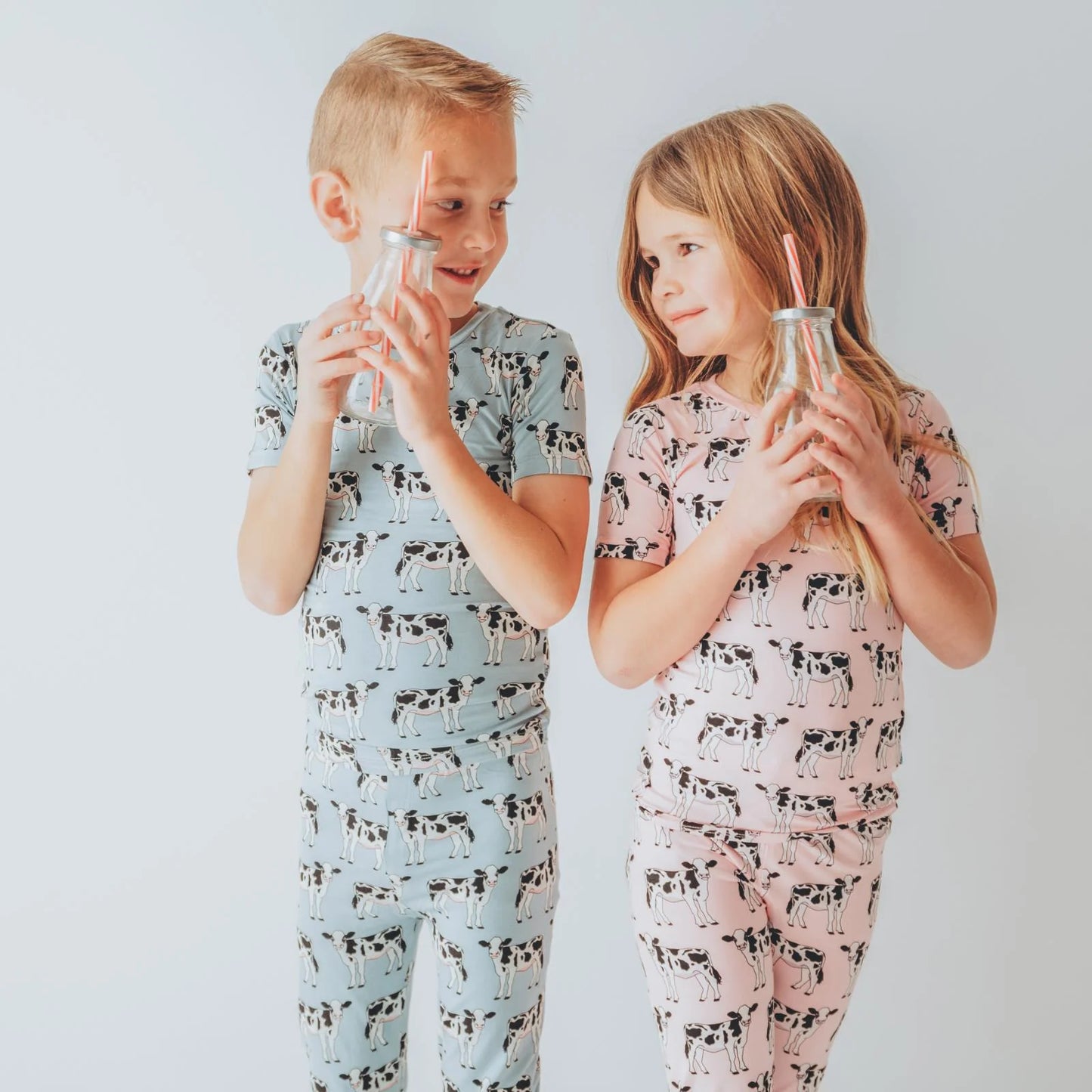 Print Short Sleeve Pajama Set in Cake Pop Cows - Doodlebug's Children's Boutique
