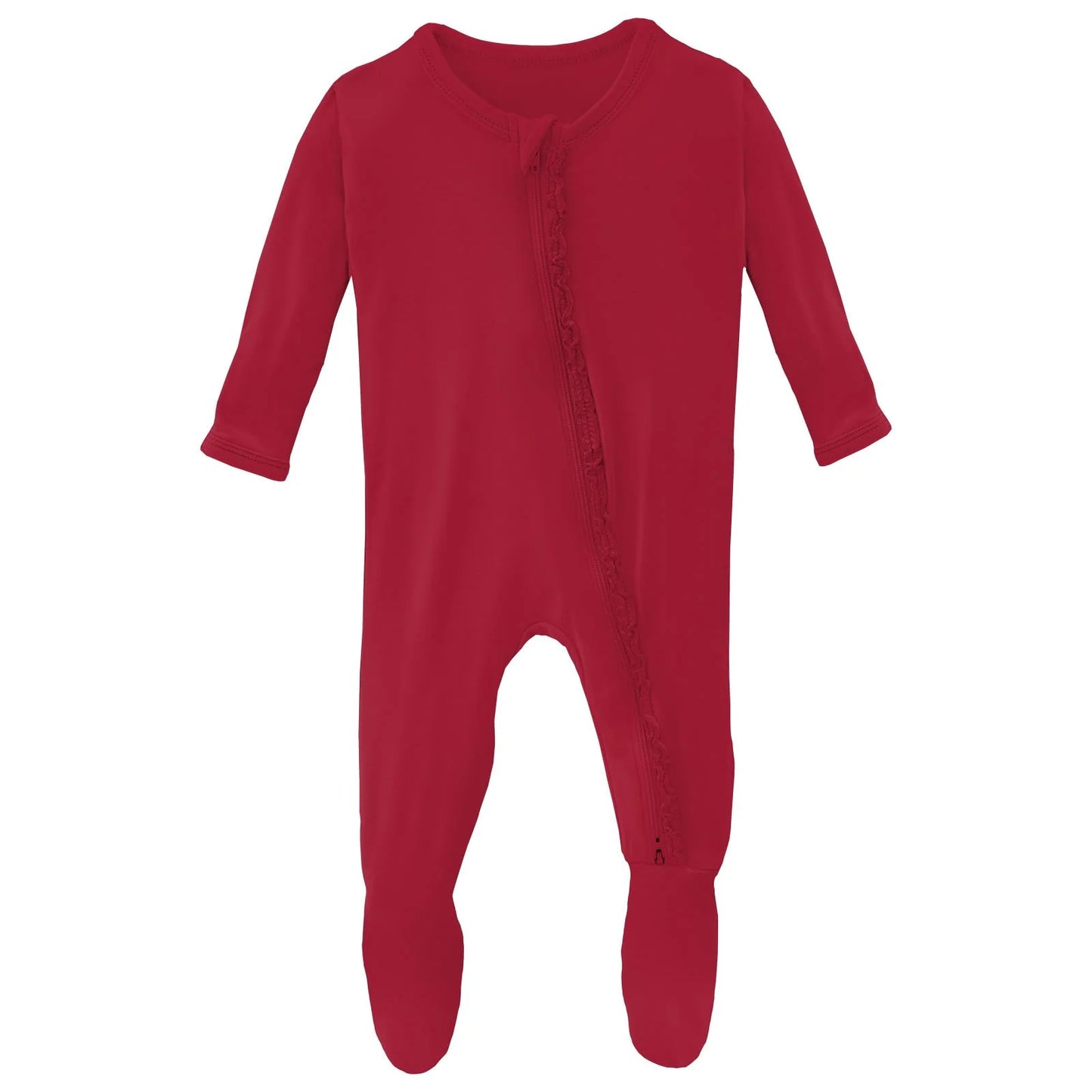 Footie with 2 Way Zipper in Crimson - Doodlebug's Children's Boutique