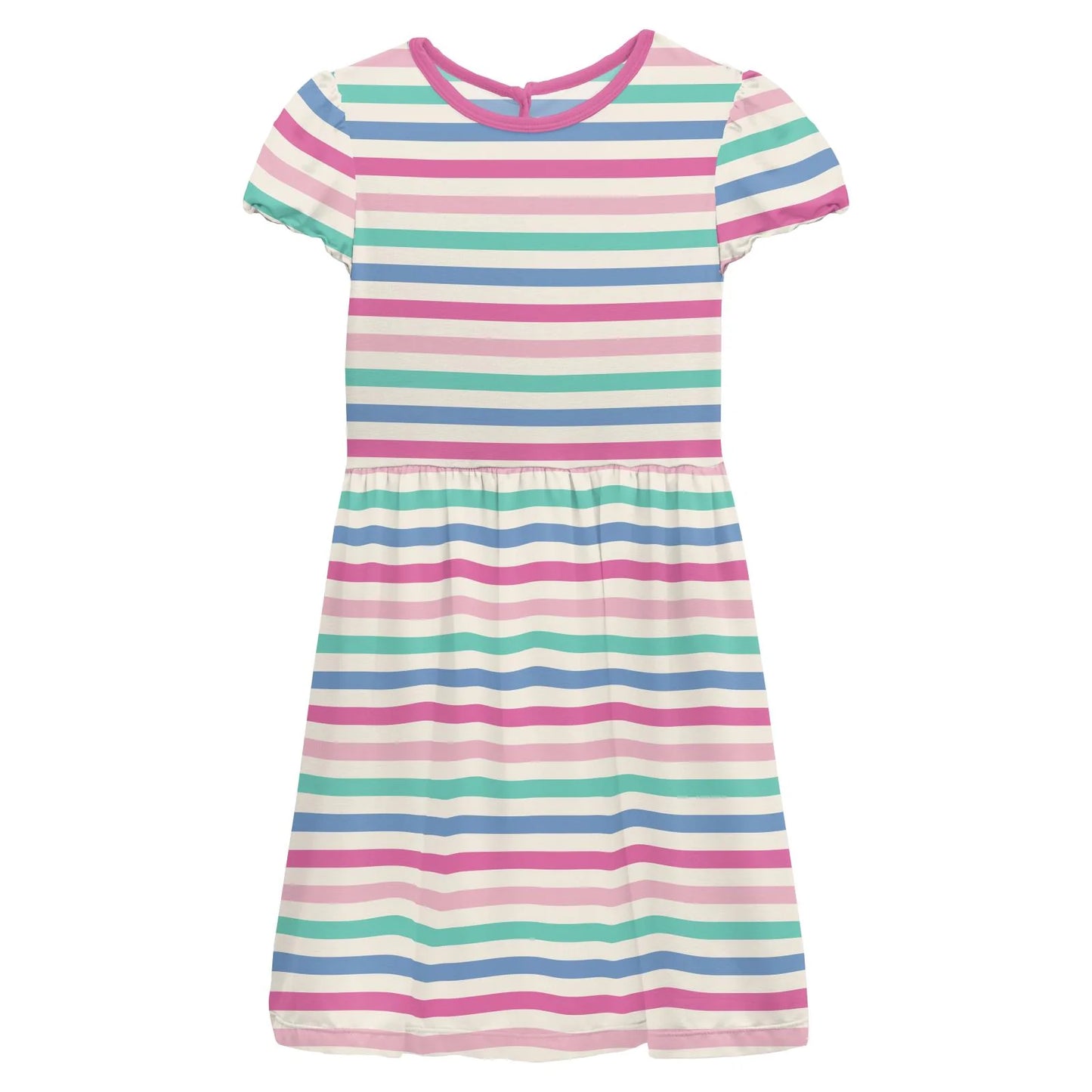 Print Flutter Sleeve Twirl Dress with Pockets in Skip To My Lou Stripe - Doodlebug's Children's Boutique