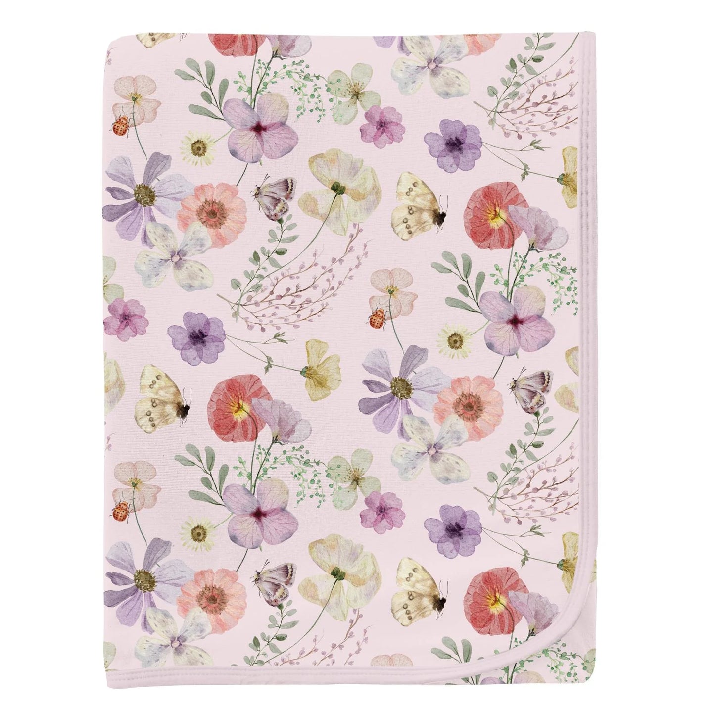 Print Swaddling Blanket in Shrinking Violet Pressed Flowers - Doodlebug's Children's Boutique