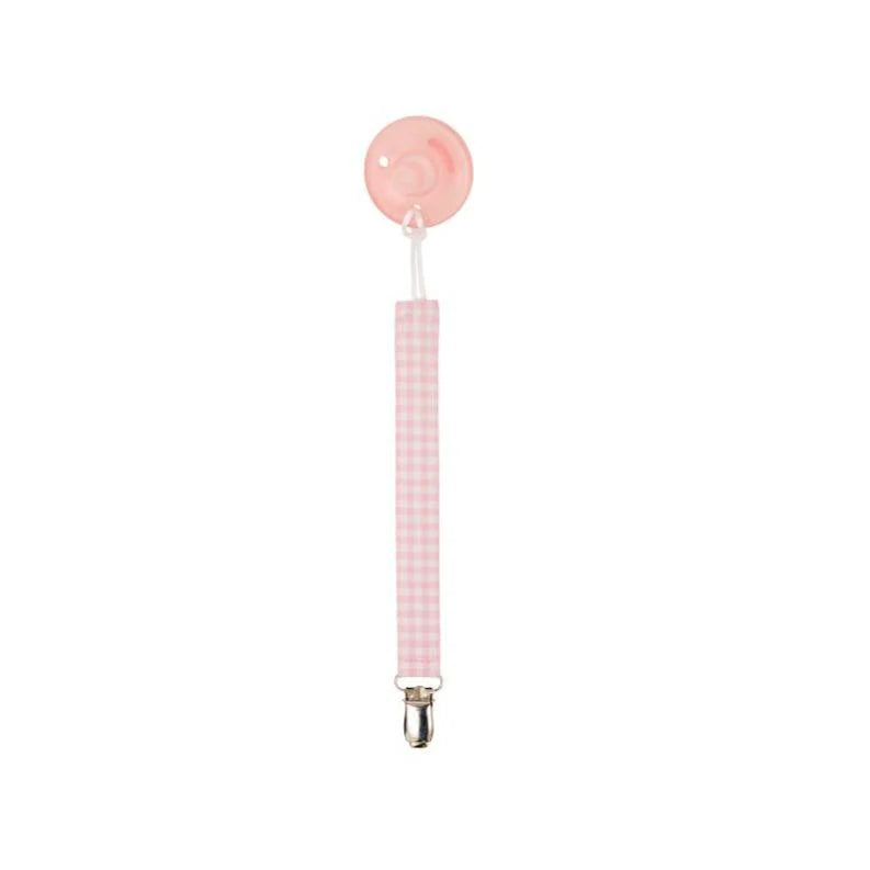 Parker Paci Clip Pink Greenbrier Gingham - Doodlebug's Children's Boutique