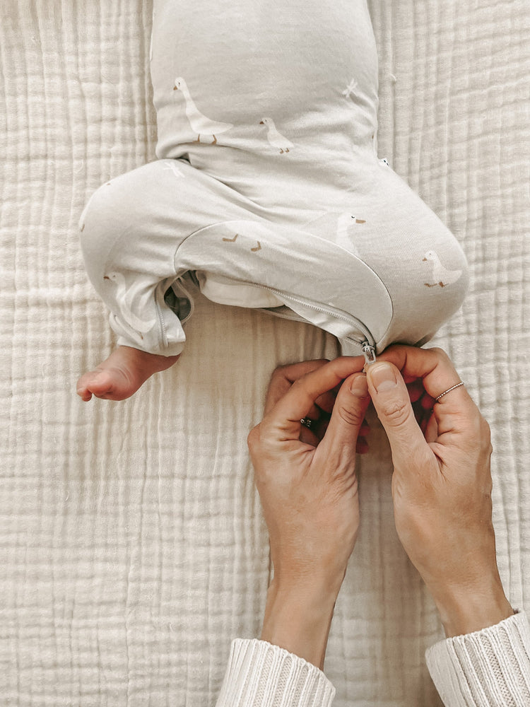 Convertible Pajama in Goose - Doodlebug's Children's Boutique