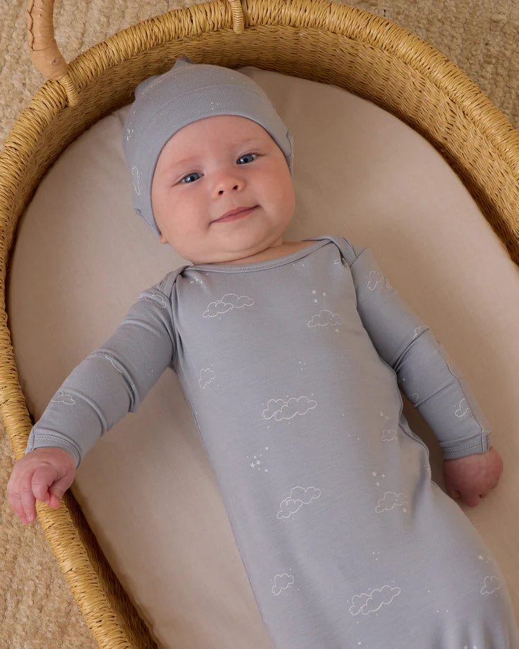 Bamboo Baby Gown + Hat in Clouds - Doodlebug's Children's Boutique