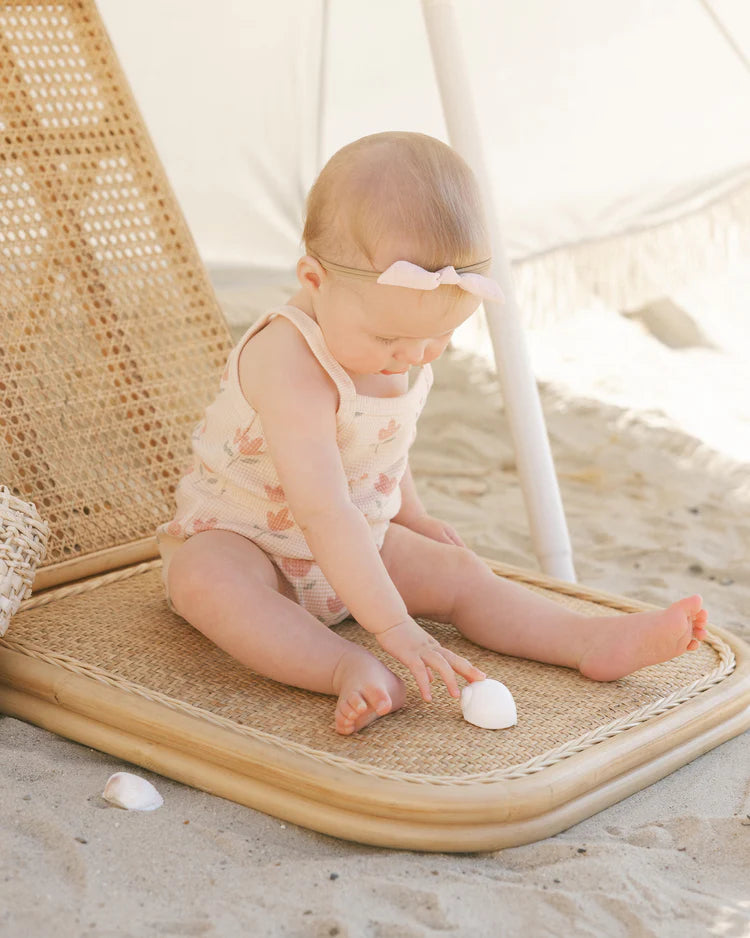 Waffle Cinch Romper in Tulips - Doodlebug's Children's Boutique