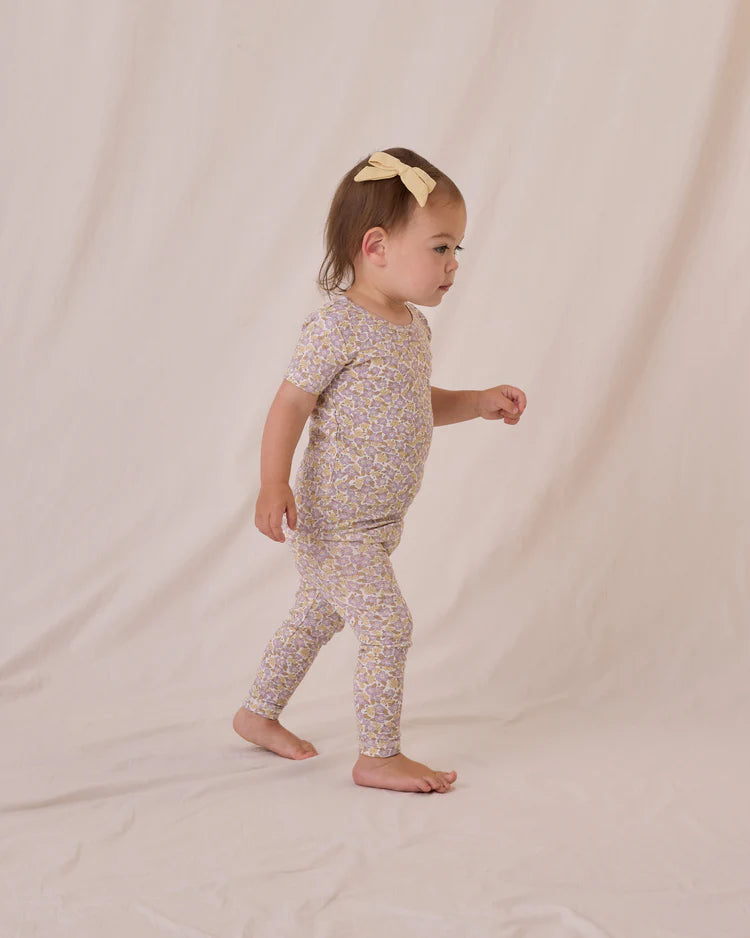 Bamboo Short Sleeve Pajama Set in Purple Floral - Doodlebug's Children's Boutique