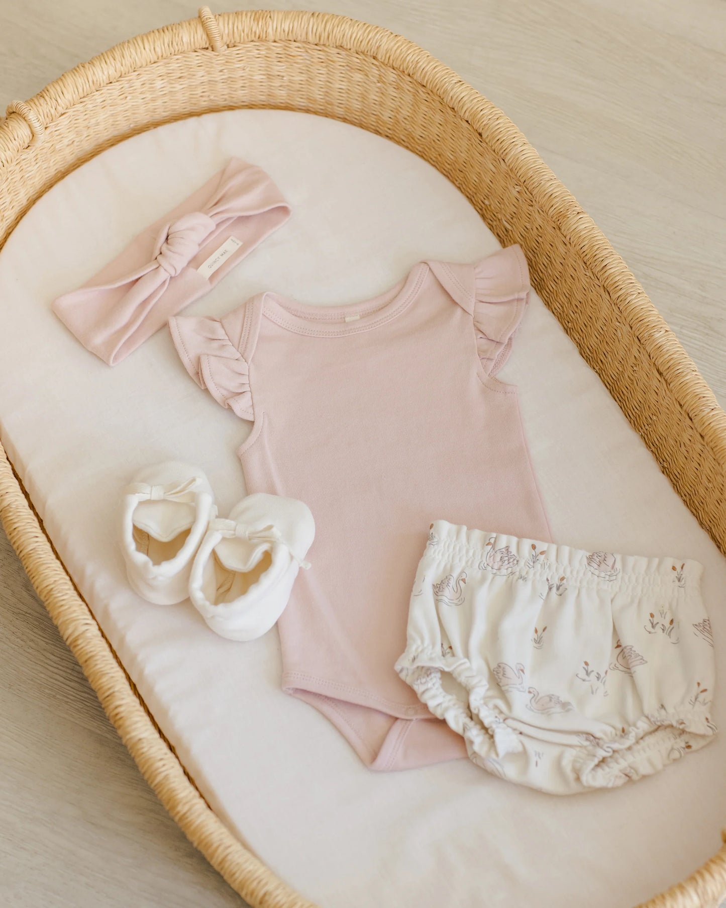 Gathered Bloomer in Swans - Doodlebug's Children's Boutique