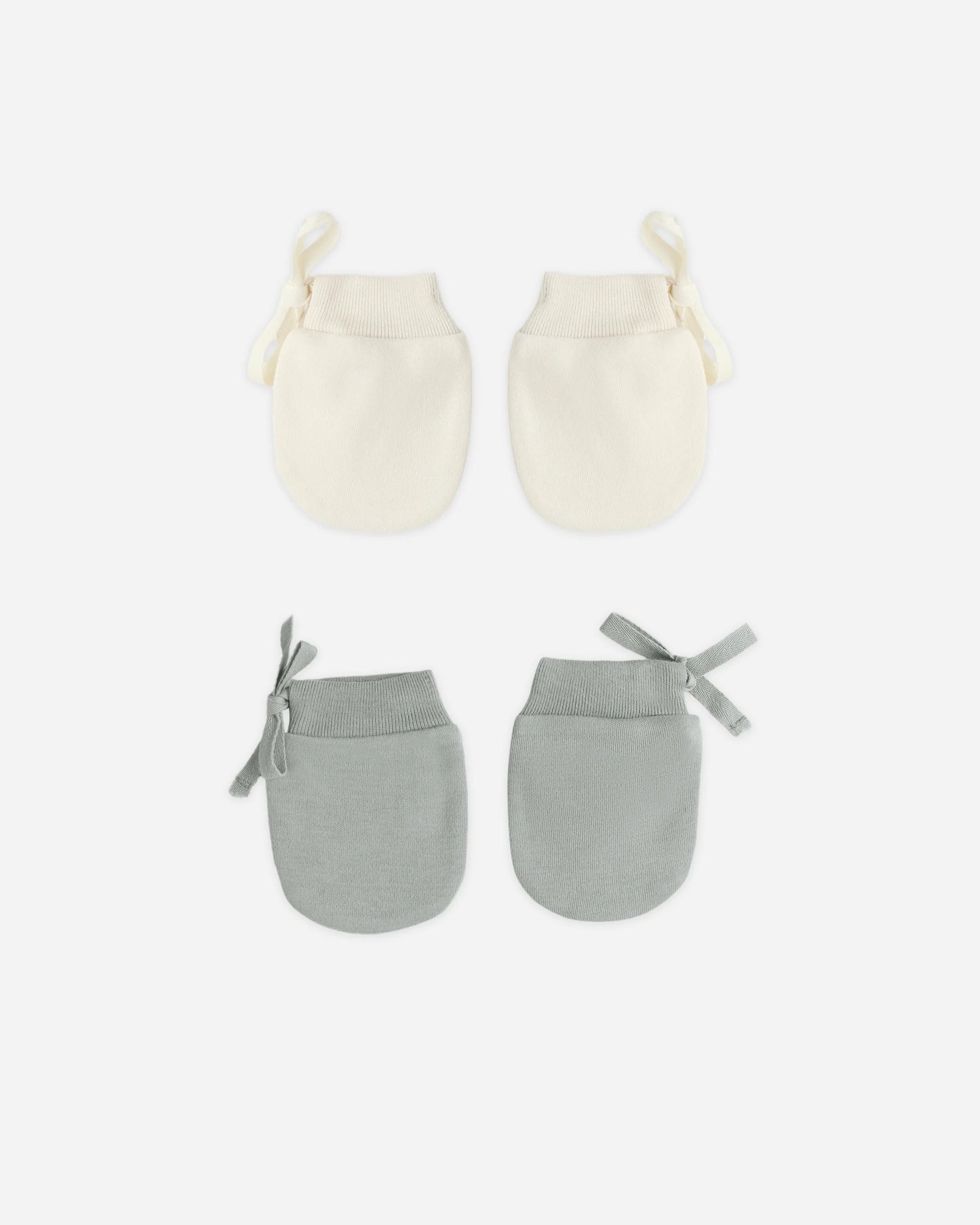 No Scratch Mittens Set in Steel Blue & Natural - Doodlebug's Children's Boutique