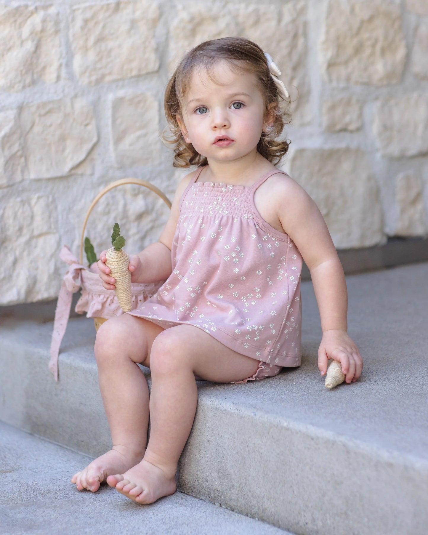 Smocked Tank with Bloomers in Mauve Daisy - Doodlebug's Children's Boutique